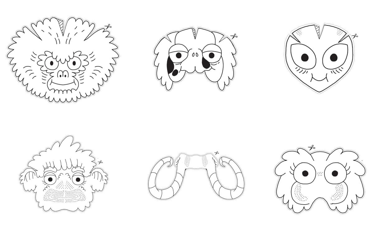 Schablonen von Tiermasken zum Ausschneiden