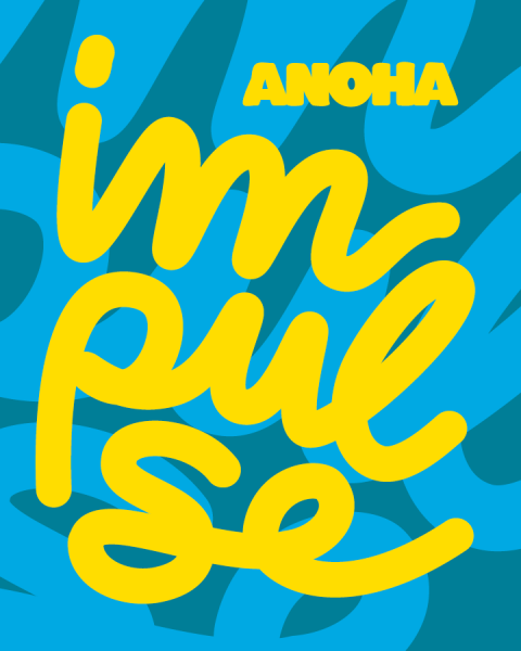 Grafik in Gelb-Blau-Grün mit der Aufschrift. ANOHA Impulse